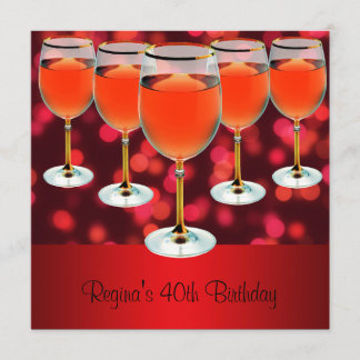 40. Geburtstag Rotes Weinglas Einladung