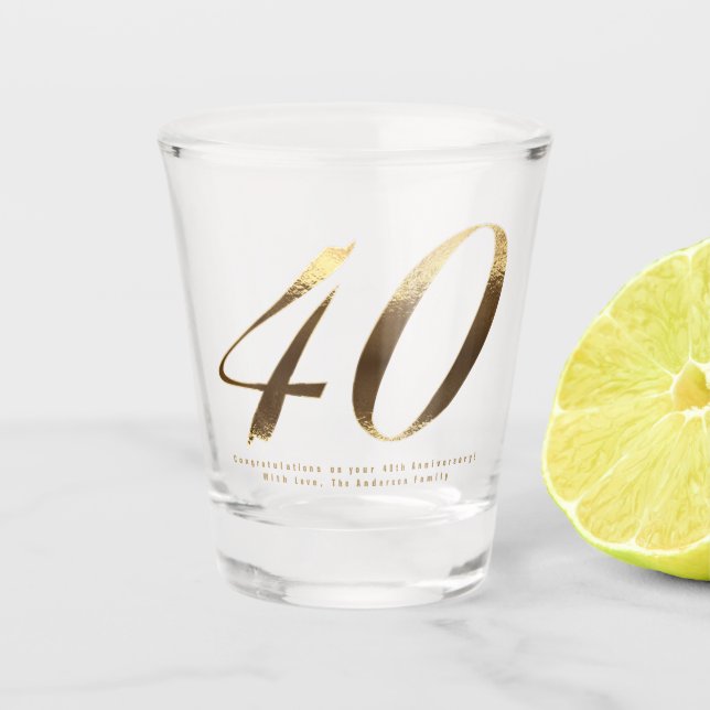 40. Geburtstag Ruby Hochzeit Jahrestag Schnapsglas (Vorderseite)