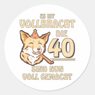 40 GEBURTSTAG RUNDER AUFKLEBER