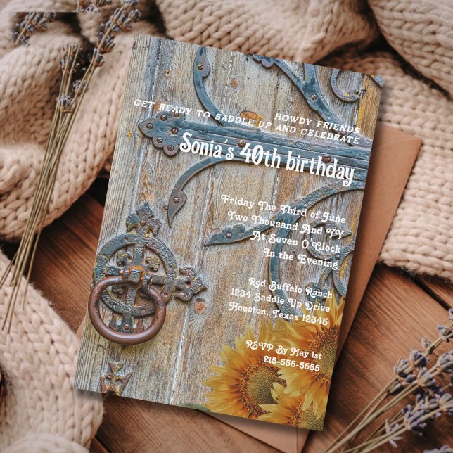 40. Geburtstag Rustic Barn Door Western  Einladung (Von Creator hochgeladen)