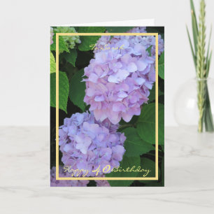40. Geburtstag Sarah Hydrangeas Eleganter Goldrahm Karte