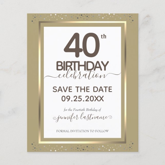 40. Geburtstag Save the Date Einladung (Vorderseite)