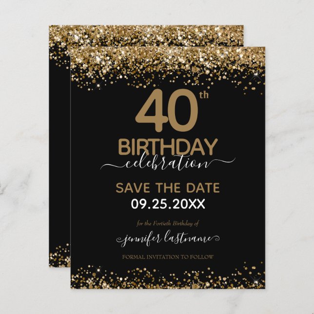 40. Geburtstag Save the Date Einladung (Vorne/Hinten)