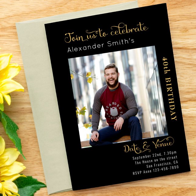 40. Geburtstag schwarz Einladung (Von Creator hochgeladen)