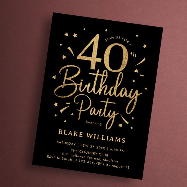 40. Geburtstag Schwarz Gold Einladung (Von Creator hochgeladen)
