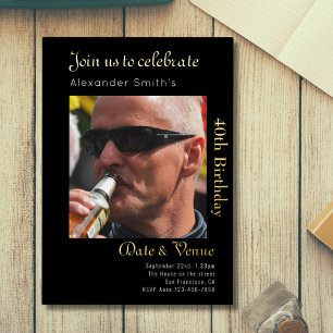 40. Geburtstag Schwarz Gold Folieneinladung