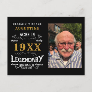 40. Geburtstag Schwarz Gold Retro Foto Postkarte