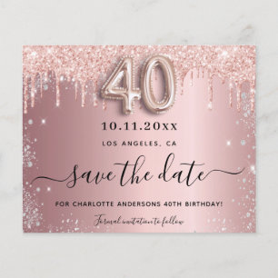 40. Geburtstag Schwarz Silber Budget Save the Date Flyer