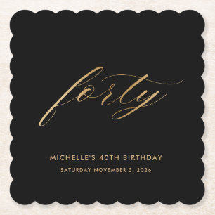 40. Geburtstag Schwarz und Gold-Look Untersetzer