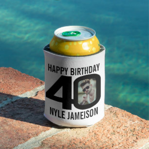 40. Geburtstag schwarz-weiß zwei Fotos Cooler Dosenkühler