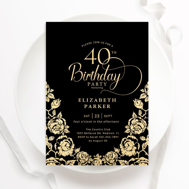 40. Geburtstag Schwarze Rose Einladung (Von Creator hochgeladen)