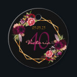 40. Geburtstag schwarzen Gold Blumenburgund danke  Geschenkanhänger<br><div class="desc">Ein 40. Geburtstag Vielen Dank, dass Sie Tag mit Vorlagen für Ihren Namen, Datum und den Text: Vielen Dank On front: Trendy bohemian boho Stil. Die Rose sind in Bordeaux und Rosa gehalten. Eleganter schwarzer Hintergrund auf Vorder- und Rückseite. Ein Imitat goldener geometrischer Rahmen und Vorlagen für Ihren Namen, Alter...</div>