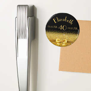40. Geburtstag schwarzes Gold eleganter Bogen Magnet