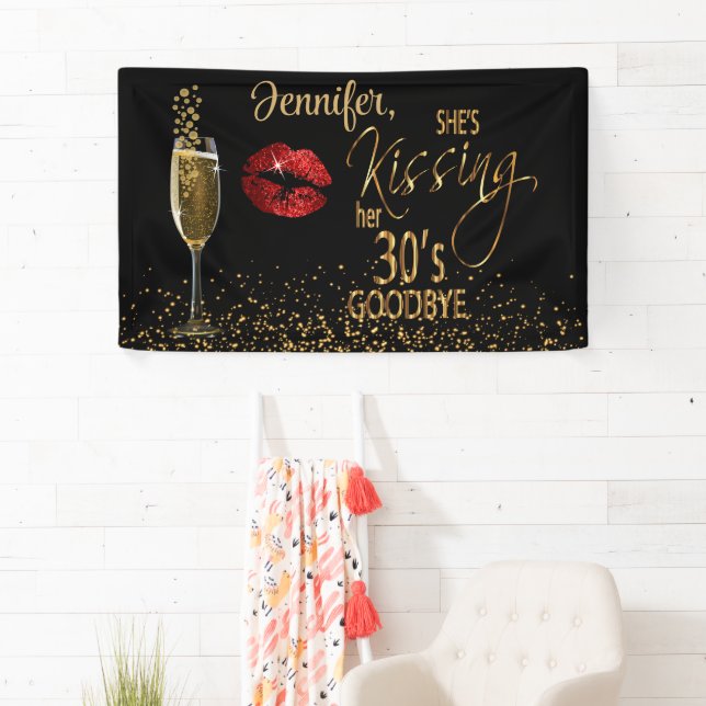 40. Geburtstag - Sie küsst ihre 30er Banner (Insitu)