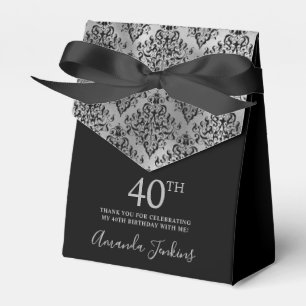40. Geburtstag Silber-Damaskus-Dankeschön Geschenkschachtel