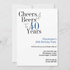 40. Geburtstag Simple Cheers Beers Party Einladung