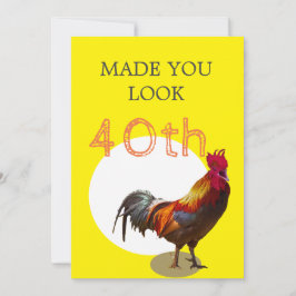 40. Geburtstag Spaß Hühnchen-Rooster Männchen Einladung