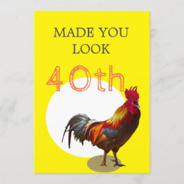 40. Geburtstag Spaß Hühnchen-Rooster Männchen Einladung