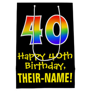 40. Geburtstag: Spaß, kühl, farbig, Regenbogen "40 Mittlere Geschenktüte