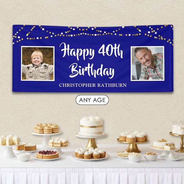 40. Geburtstag String Lights Name Royal Blue Banner (Von Creator hochgeladen)