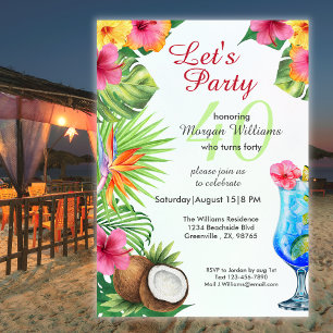 40. Geburtstag Tropical Summer Dinner- und Cocktai Einladung