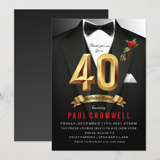 40. Geburtstag Tuxedo Einladung