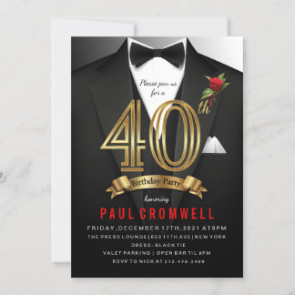 40. Geburtstag Tuxedo Einladung