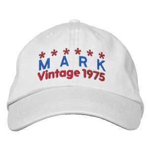 40. Geburtstag Vintag 1975 Six Stars V02 WHITE Bestickte Kappe