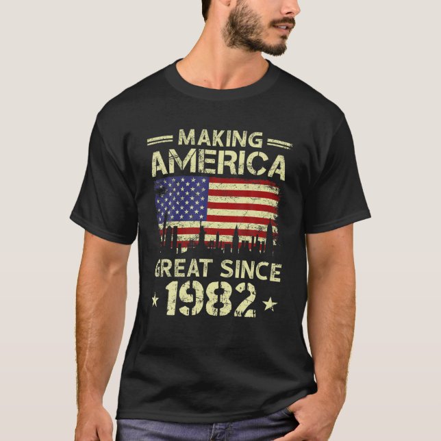 40. Geburtstag Vintag, Amerikanische Flagge Großar T-Shirt (Vorderseite)