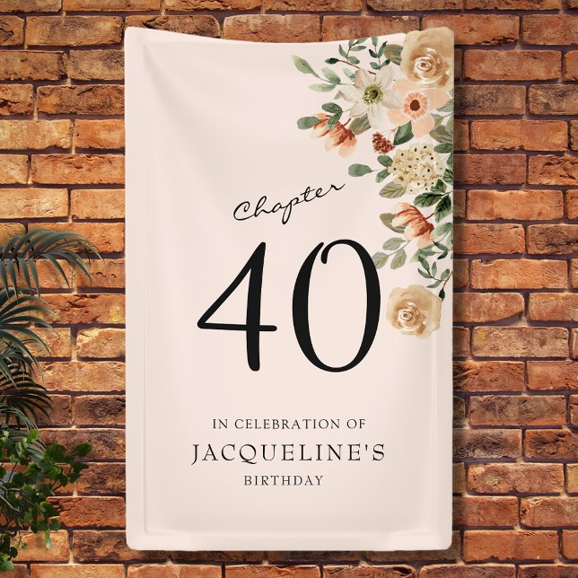40. Geburtstag Vintag Banner (Our elegant 40th Birthday vintage floral banner from Zazzle can transform your party's atmosphere)