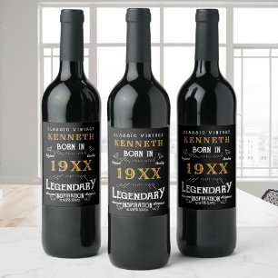 40. Geburtstag Vintag Black Gold Add Name Jahr Weinetikett