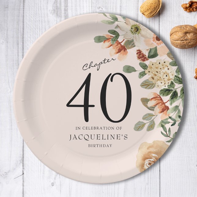 40. Geburtstag Vintag Pappteller (40th Birthday Vintage Floral Paper Plates
Discover the perfect addition to your loved one's party.)