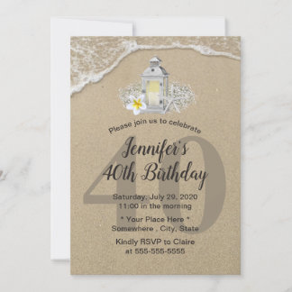 40. Geburtstag Vintage Weiße Laterne Rustikaler St Einladung