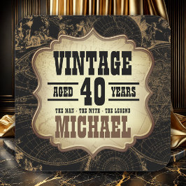 40. Geburtstag Vintages Thema Geburtstagsparty Nap Quadratischer Aufkleber