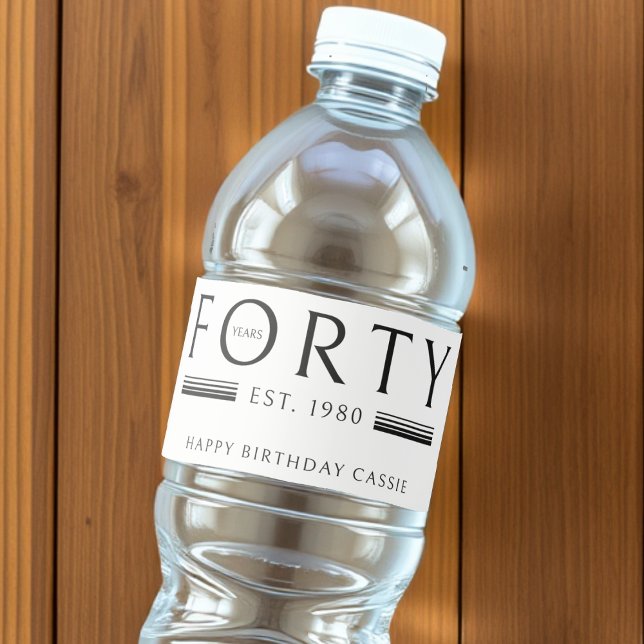 40. Geburtstag Wasserflaschenetikett (Forty Years 40th Birthday Water Bottle Label
)