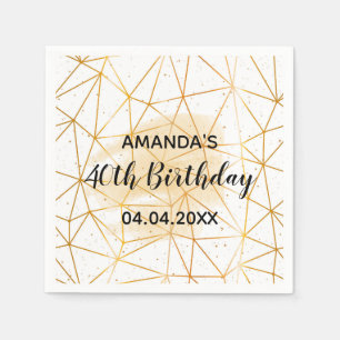 40. Geburtstag weißes Gold geometrisch Serviette