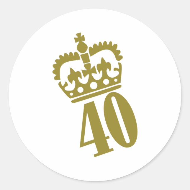 40. Geburtstag - Zahl - Vierzig Runder Aufkleber (Vorderseite)