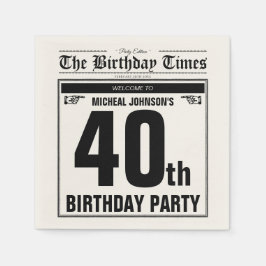 40. Geburtstag Zeitung Funny Unique Custom Serviette