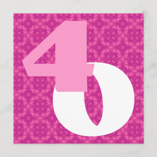 40. Geburtstags-Anzahl-Pink weißes W977 Einladung