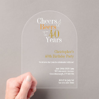 40. Geburtstags Cheers and Beers Party Acryleinladungen
