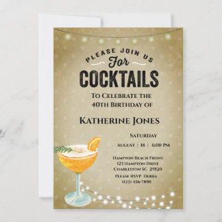 40. Geburtstags Cocktail-Party Einladung