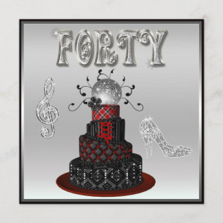 40. Geburtstags-Disco Diva Cake Silver Sparkle Hee Einladung