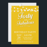 40. Geburtstags-Einladungs-Gelb fabelhaft Einladung<br><div class="desc">40. Geburtstags-Einladung mit Schnur beleuchtet gelben Hintergrund. Frauen-Geburtstags-Party. Vierzig und fabelhaftes. Irgendein Alter. Für weitere Kundenbezogenheit klicken Sie bitte "besonders anfertigen es" Knopf und benutzen unser Entwurfswerkzeug,  um diese Schablone zu ändern.</div>