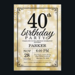40. Geburtstags-Einladungs-GoldGlitzer Einladung<br><div class="desc">40. Geburtstags-Einladung mit Goldschnur-Lichtern mit GoldGlitzer-Hintergrund. Goldgeburtstag. Erwachsener Geburtstag. Männer oder Frauen Bday laden ein. 13. 15. 16. 18. 20. 21. 30. 40. 50. 60. 70. 80. 90. 100.,  irgendein Alter. Für weitere Kundenbezogenheit klicken Sie bitte "besonders anfertigen es" Knopf und benutzen unser Entwurfswerkzeug,  um diese Schablone zu ändern.</div>