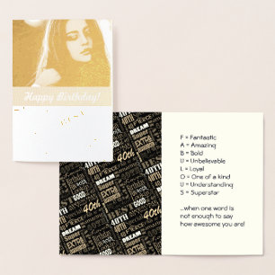 40. Geburtstags-Foto-Monogramm Folienkarte