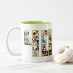 40. Geburtstags-Fotocollage Grün Zweifarbige Tasse