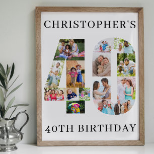 40. Geburtstags-Fotocollage Nummer 40 Personalisie Poster