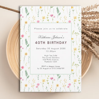 40. Geburtstags-Gartenparty-High-Tea Einladung