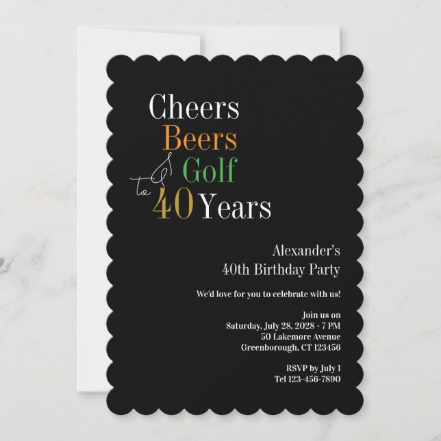 40. Geburtstags-Golf-Bier-Party Einladung (Vorderseite)