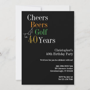 40. Geburtstags-Golf Cheers Beers Party Einladung